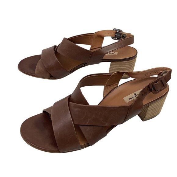Paul Green Reese Slingback Womens 9 Brown Leather Sandals Criss Cross Straps - Picture 3 of 16